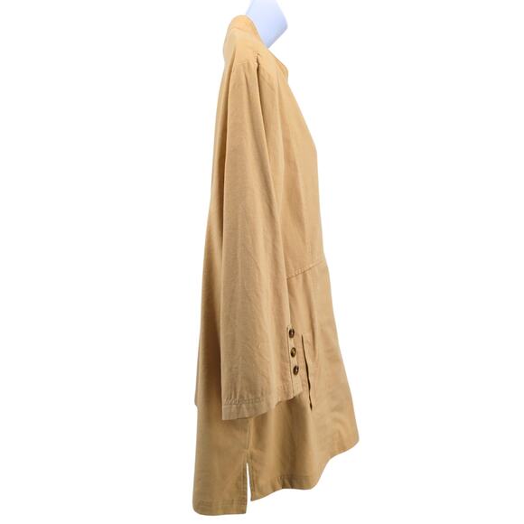 Multiples Linen Blend Jacket Button Front 1X Tan Minimalist Neutral Outwear - Picture 8 of 11